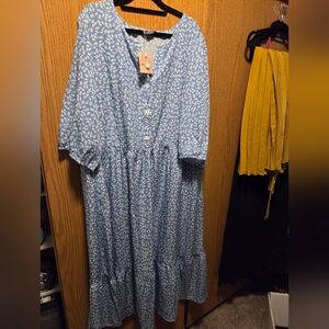 BloomChic Blue Floral Button Dress